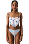 Santorini Scarf Shell Patterned Textured Bikini Top - 2