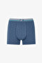 Men's Blue Basic Geometric Patterned 3-Piece Boxers - 3