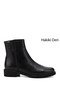 Women's Black Zippered Rubber Sole Genuine Leather Boots