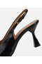 Women's Patent Leather Leather Black Pointed Toe Open Back Short Heeled Stiletto - 6