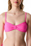 Bright Pink Nena Strapless Knot Textured Bikini Top - 3