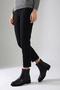 Women's Black Zippered Rubber Sole Genuine Leather Boots - 3