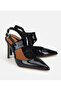 Women's Patent Leather Black Open Back Stiletto - 2
