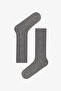 Navy Blue & Gray Self-Patterned Long Socks - 3