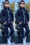 Boy's Scuba Unlimited Double Stripe Hooded Raglan Sleeve Diving Fabric Tracksuit Set Esf7024 - 3