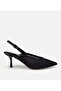 Women's Black Mesh Detailed Short Heeled Stiletto