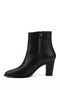 Women's Black Zippered Pointed Toe Genuine Leather Boots - 5