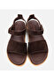 Women's Suede Leather Brown Adjustable Flat Sandals - 5