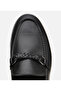Men's Leather Black Buckle Detailed Classic Loafer - 5