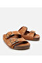 Women's Suede Leather Tan Stone Slippers - 2