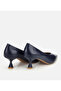 Women's Leather Navy Blue Thin Heeled Stiletto - 4