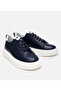 Men's Leather Navy Blue Light Sole Sports Shoes - 2