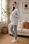 Gray Maternity Stretchy Soft Fabric Hooded Sweatshirt - 3