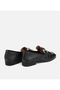Women's Leather Black Buckle Classic Loafer - 4