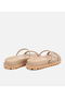 Women's Leather Beige Stone Slippers - 6