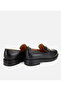 Women's Leather Black Buckle Classic Loafer - 4