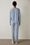 Light Blue Crew Neck Long Sleeve Waffle Thermal Effect Pajama Set - 5