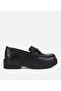 Women's Leather Black Thick Soled Classic Loafer
