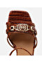 Women's Leather Tan Crocodile Patterned Heeled Sandals - 4