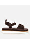 Women's Suede Leather Brown Adjustable Flat Sandals