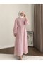 Women's Tencel Dress with Waist Tie and Embroidery Detail - Pink