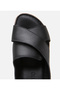 Women's Leather Black Adjustable Comfort Sandals - 5