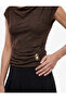 Slim Fit Cotton Boat Neck Sleeveless Floral Textured Asymmetrical Blouse with Accessories - 4