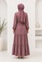 Tencel Fabric Knitted Belted Shirt Collar Buttoned Full-Length Dress - 2