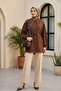 Single Button Trousers with Fold Detail on the Front and Pockets -Beige - 3