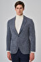 Men's Marine Knitted Trend Plaid Slim Fit Mono Collar Jacket - 3