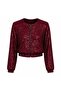 Burgundy Sequined Women's Jacket - Stylish Evening Outfit
