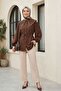 Single Button Trousers with Fold Detail on the Front and Pockets -Beige - 4