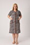 Women's Plus Size 100% Cotton Combed Fabric Zipper Summer Dress / Coffee-Leopard 4099 - 3