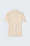 Embroidered Short Sleeve Shirt - Beige - 7