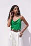 Strappy Collared Blouse - Green - 4