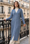 Patterned Long Mercerized Cardigan N3257 Indigo - 3