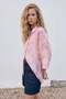 Bat Sleeve Patterned Slim Shirt - Pink - 3