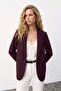 Classic Collared Long Jacket - Plum - 2