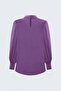 Collar Detailed Satin Blouse - Purple - 5