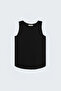 Textured Sleeveless Blouse - Black - 5