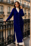 Patterned Long Mercerized Cardigan N3257 Navy Blue - 2