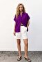 Loose Fit Shirt with Sleeve Detail - Purple - 2