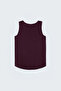 Textured Sleeveless Blouse - Burgundy - 5