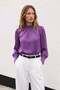 Collar Detailed Satin Blouse - Purple