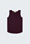Textured Sleeveless Blouse - Burgundy - 3