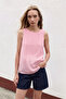 Textured Sleeveless Blouse - Pink - 3