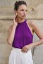 Halter Neck Blouse - Purple - 3