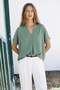 Wide Short Sleeve Blouse - Mint - 2