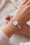 Flower Stone Cord Women Wrist Watch Silver Color Pl-1583B2X - 2
