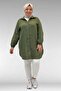 58091 Plus Size Muslin Shirt with Elastic Sleeves - Khaki - 4